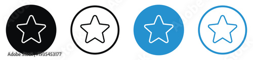 Classic five-point star icon inside circular frames. Ideal for marking favorites, bookmarks, ratings, or highlighting important features in web and mobile application designs.