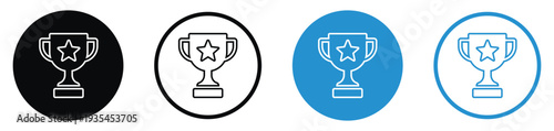 Trophy cup icon with a star in the center, symbolizing victory, excellence, or winning a competition. Clean vector design for business milestones or gamification award badges.