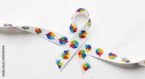 autism awareness ribbon, colorful puzzle pieces