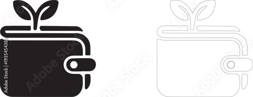 Sprout from a wallet. Vector icon of money growth.