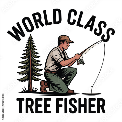 World Class Tree Fisher Fishing Illustration fisherman