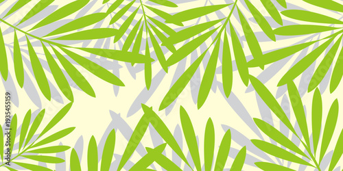 Leaves background with summer fun design concept, abstract illustration with exotic jungle leaves, colorful design, summer background, tropical leaves.Tropical leaf background, palm leaves.