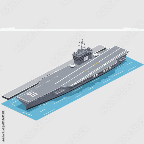 Aircraft Carrier Ship Model on Water.