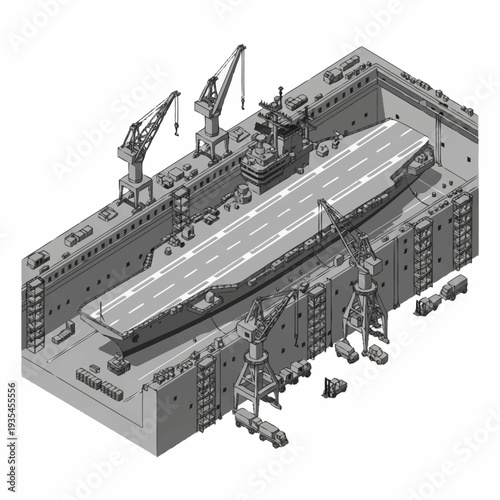 Dry Dock with Ship Under Repair.