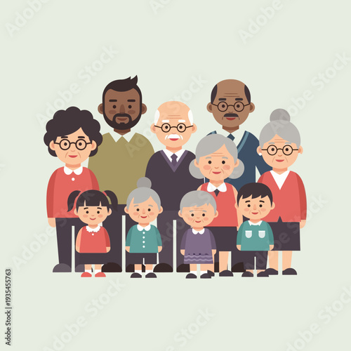 Diverse multi-generational family portrait.