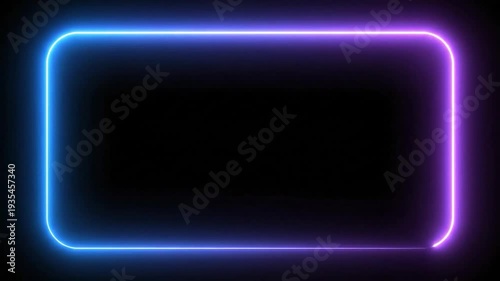 Glowing neon rectangle frame on a dark background