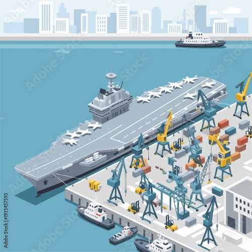 Aircraft Carrier Under Construction at Shipyard.