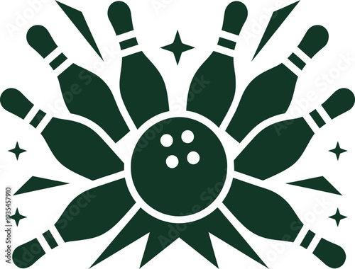 Bowling ball and pins emblem vector, bowling sport icon symbol, bowling club logo illustration