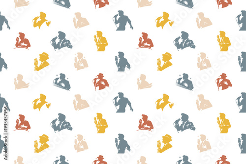 Singer silhouette seamless pattern design