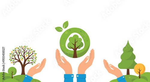 Set of 3 eco friendly tree icons vector