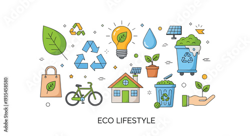 Set of 20 eco lifestyle icons vector