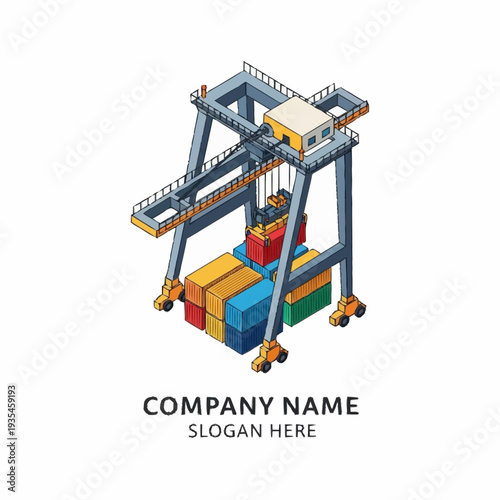 Container Gantry Crane with Shipping Containers.
