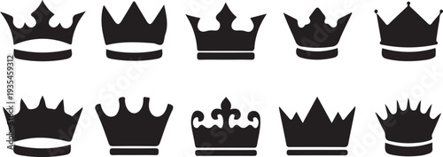 hand drawn king crown black icon silhouette vector illustration design art