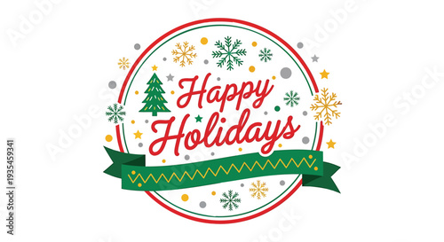 Happy Holidays winter sticker vector