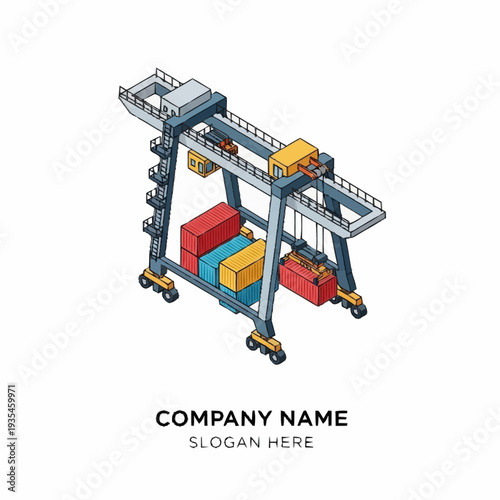 Industrial Gantry Crane with Shipping Containers.