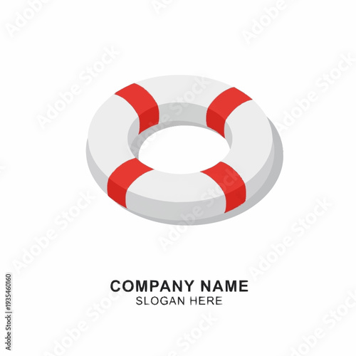 White and Red Lifebuoy Safety Ring Illustration.