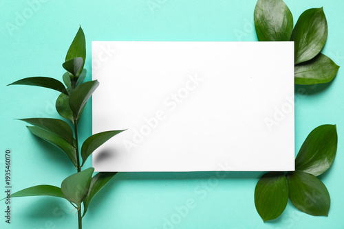 Blank card with fresh green...