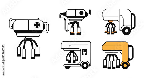 Automatic milking robot Line modern bold tone illustration