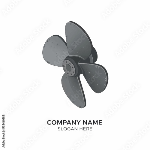 Gray Metal Propeller with Four Blades.