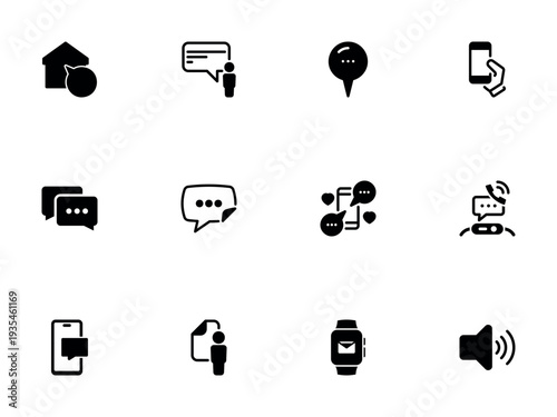Communication and Location Services Solid Icon Pack for Apps