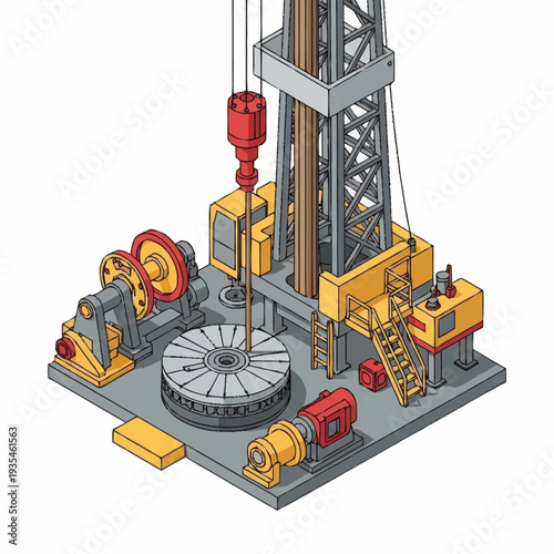 Oil Rig Machinery Equipment Industrial Illustration.