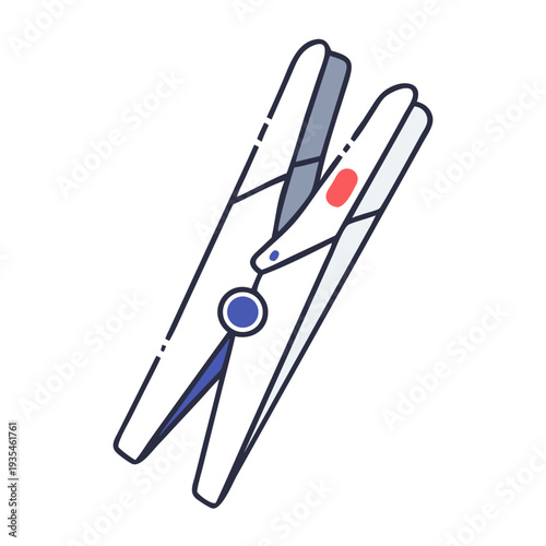 Clothespin in modern design with blue and red accents for laundry  