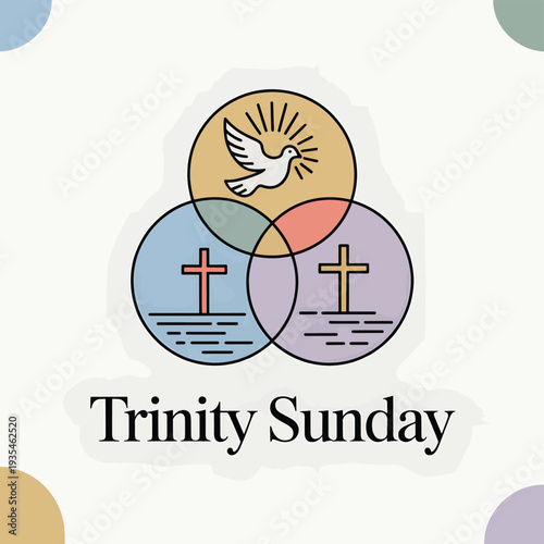 Trinity Sunday dove crosses overlapping circles and text Christianity religion holy spirit
