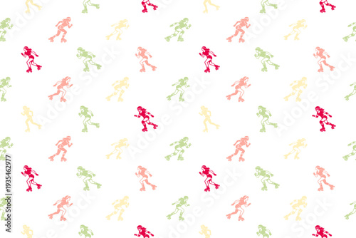 Roller skater pose seamless pattern design
