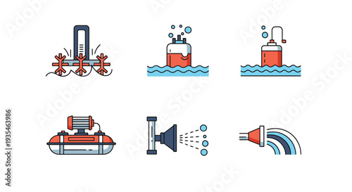 Aquaculture aerator Line art creative color vector design