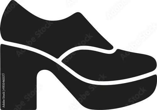 Modern vector illustration of a chunky high heel platform shoe. Minimalist footwear icon for fashion branding, apparel design, and trendy lifestyle themes.