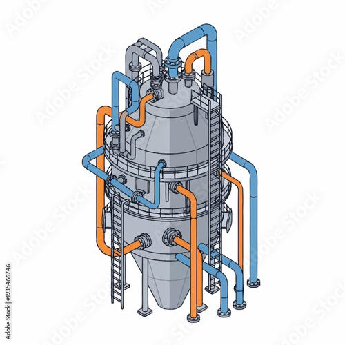 Industrial Equipment with Pipes and Valves.