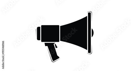 Black megaphone illustration with a rounded handle a striking silhouette