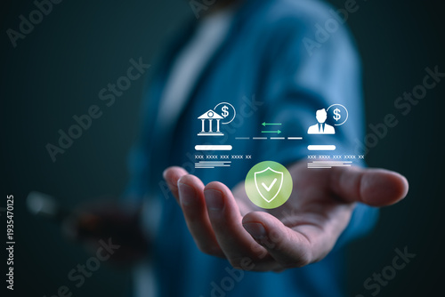 Obraz na plátně Secure digital payment, bank transfer
