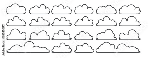cloud bubble illustration with outline style.	