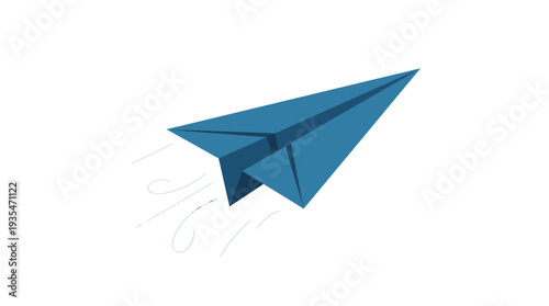 Blue paper airplane soaring through the air with faint motion trails, symbolizing communication, travel, and aspirations