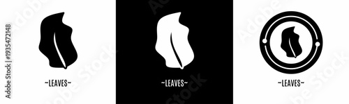 Leaf logo set. Collection of black and white logos. Stock vector.