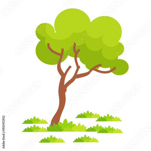 flat style tree illustration. cartoon tree. forest nature theme	
