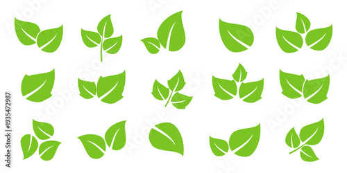 Leaf vector symbol, leaf illustration or leaf emoji in flat style. Spring leaf design, ecological nature theme.	
