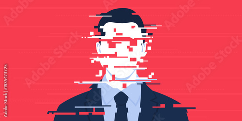 Damaged corrupted image of a business executive
