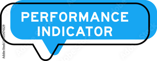 Speech banner and blue shade with word performance indicator on white background