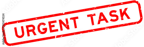 Grunge red urgent task word square rubber seal stamp on white background