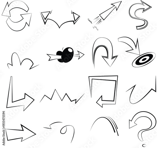 Hand drawn arrow doodle set for creative business presentation vector