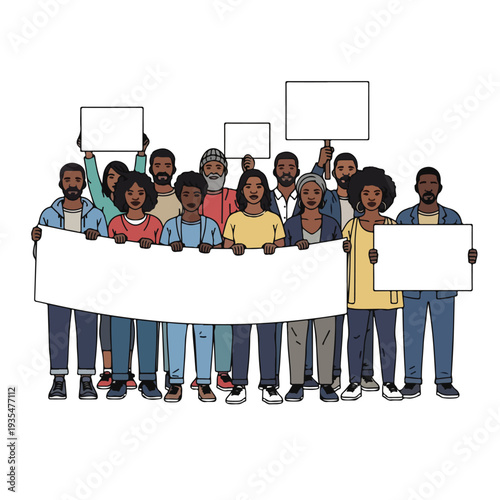 Diverse Group of People Holding Blank Signs.