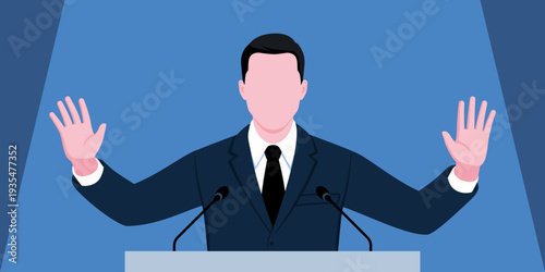 Confident politician giving a speech to the audience