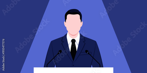 Confident politician giving a speech to the audience