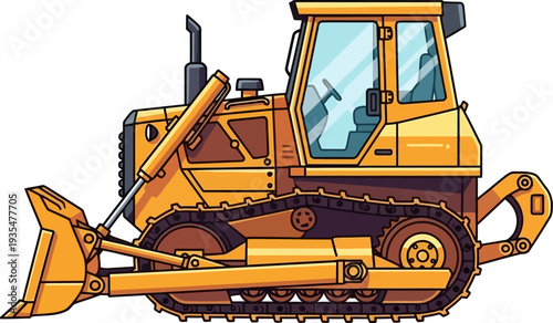 Earthmoving bulldozer pushing soil for large scale land development