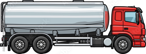 Fuel tanker truck distributing petroleum to local gas stations