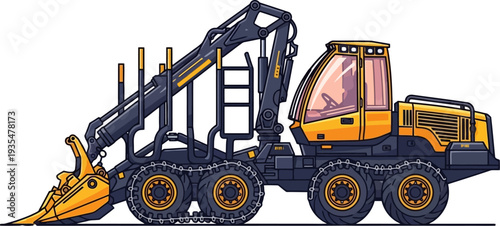 Forestry harvester machine for timber processing