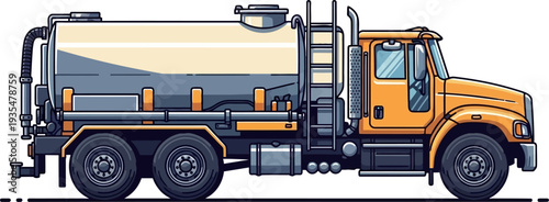 Heavy industrial liquid tanker truck