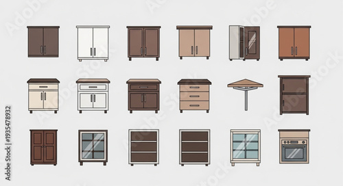 Collection of various modern cabinet and storage furniture designs.